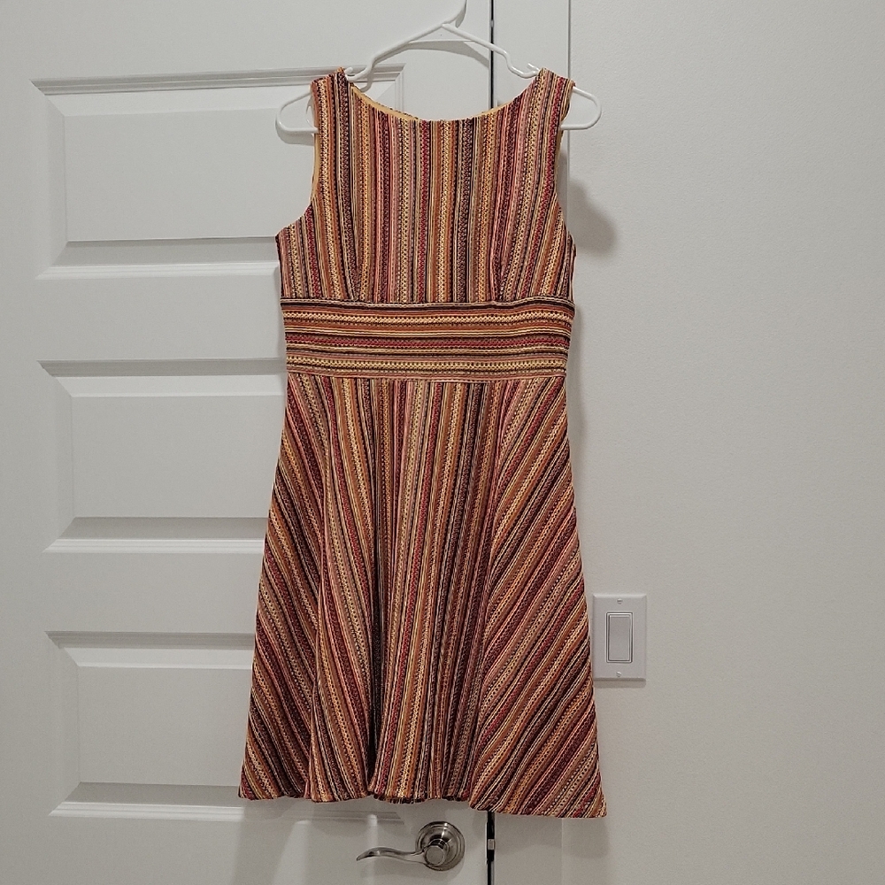 Gabby Skye Orange/Multi A-Line Sleeveless Dress | Size 6
